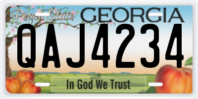 GA license plate QAJ4234