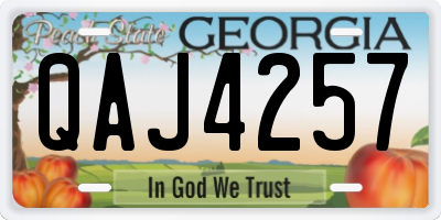 GA license plate QAJ4257