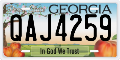 GA license plate QAJ4259