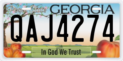 GA license plate QAJ4274