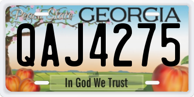 GA license plate QAJ4275