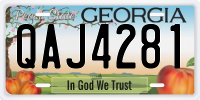 GA license plate QAJ4281