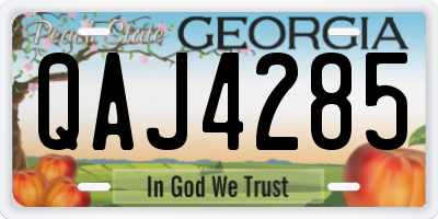 GA license plate QAJ4285