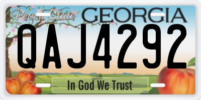GA license plate QAJ4292