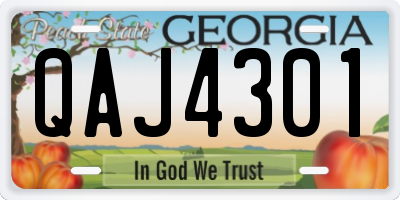GA license plate QAJ4301