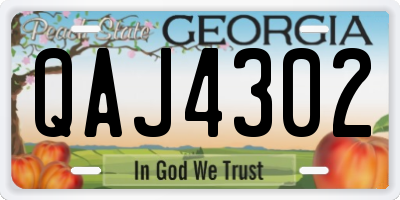 GA license plate QAJ4302