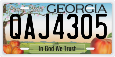 GA license plate QAJ4305