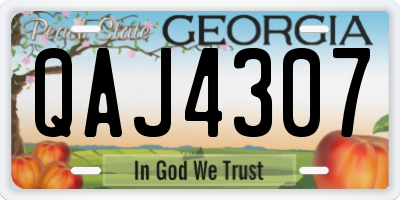 GA license plate QAJ4307