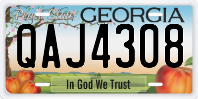 GA license plate QAJ4308