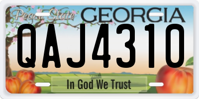 GA license plate QAJ4310