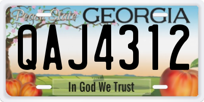 GA license plate QAJ4312