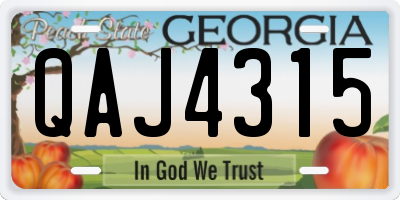 GA license plate QAJ4315
