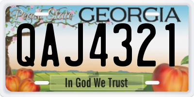 GA license plate QAJ4321