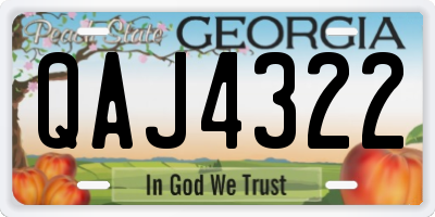 GA license plate QAJ4322