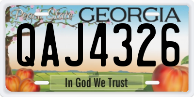 GA license plate QAJ4326