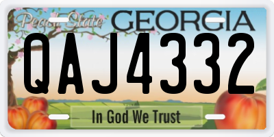 GA license plate QAJ4332