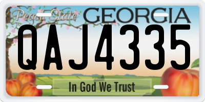 GA license plate QAJ4335