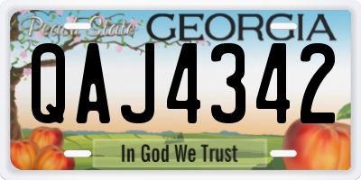 GA license plate QAJ4342