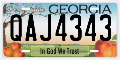 GA license plate QAJ4343