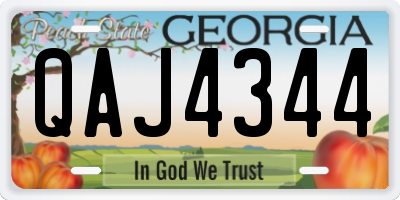 GA license plate QAJ4344