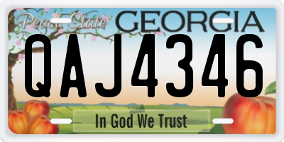 GA license plate QAJ4346