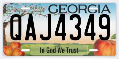 GA license plate QAJ4349