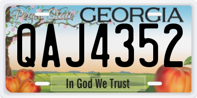 GA license plate QAJ4352
