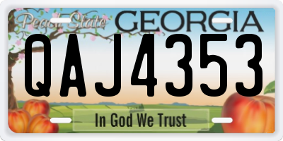 GA license plate QAJ4353
