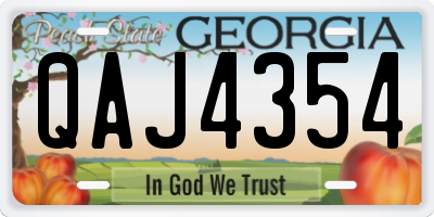 GA license plate QAJ4354