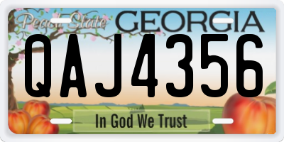 GA license plate QAJ4356