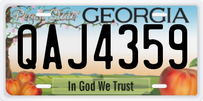 GA license plate QAJ4359