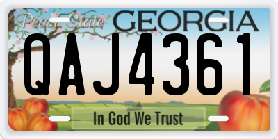 GA license plate QAJ4361