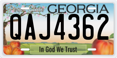 GA license plate QAJ4362