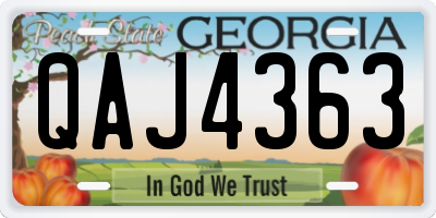 GA license plate QAJ4363
