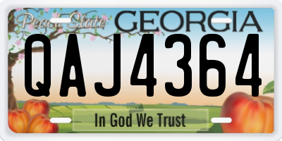 GA license plate QAJ4364