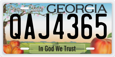 GA license plate QAJ4365