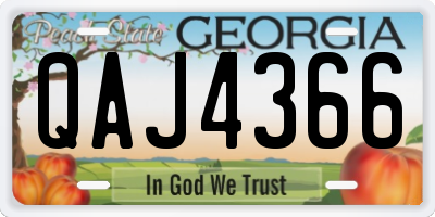 GA license plate QAJ4366