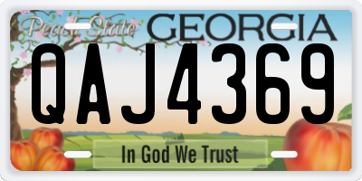 GA license plate QAJ4369