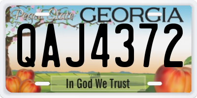 GA license plate QAJ4372
