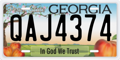 GA license plate QAJ4374