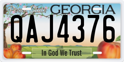 GA license plate QAJ4376