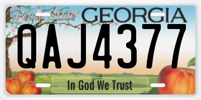 GA license plate QAJ4377