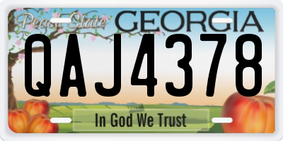 GA license plate QAJ4378