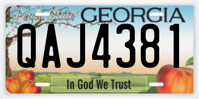 GA license plate QAJ4381