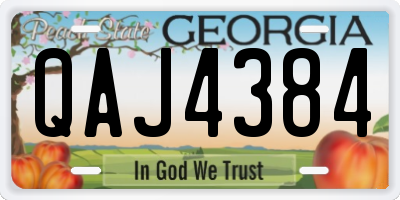 GA license plate QAJ4384