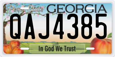GA license plate QAJ4385