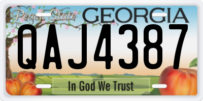 GA license plate QAJ4387