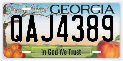 GA license plate QAJ4389