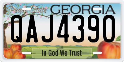 GA license plate QAJ4390