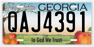 GA license plate QAJ4391